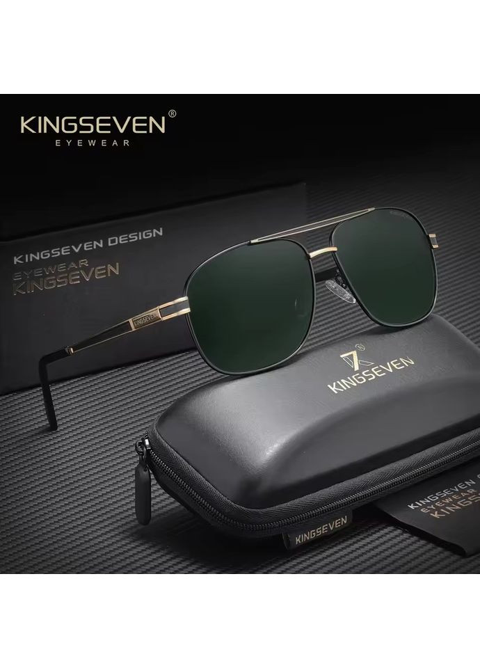 Чоловічі поляризаційні сонцезахисні окуляри N738 Gold Green KINGSEVEN (359397232)