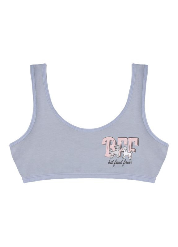 Світло-блакитний підлітковий топ з принтом best friend forever на широких бретельках Donella бавовна
