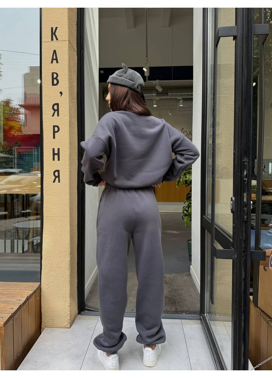 Женский теплый костюм оверсайз из трехнитки на флисе No Brand (370032485)