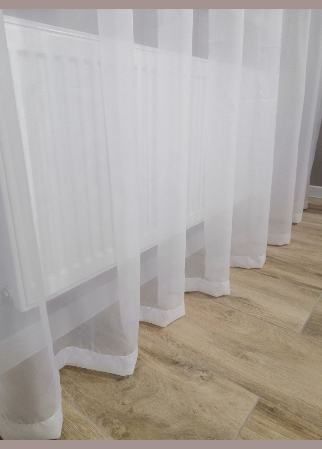 Тюль вуаль шифон белый с пришитой тесьмой 100*250 см No Brand (331899520)