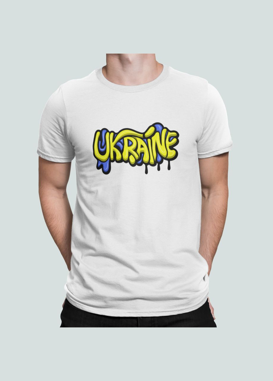 Біла чоловіча патріотична футболка з принтом ukraine україна 1 Stedman