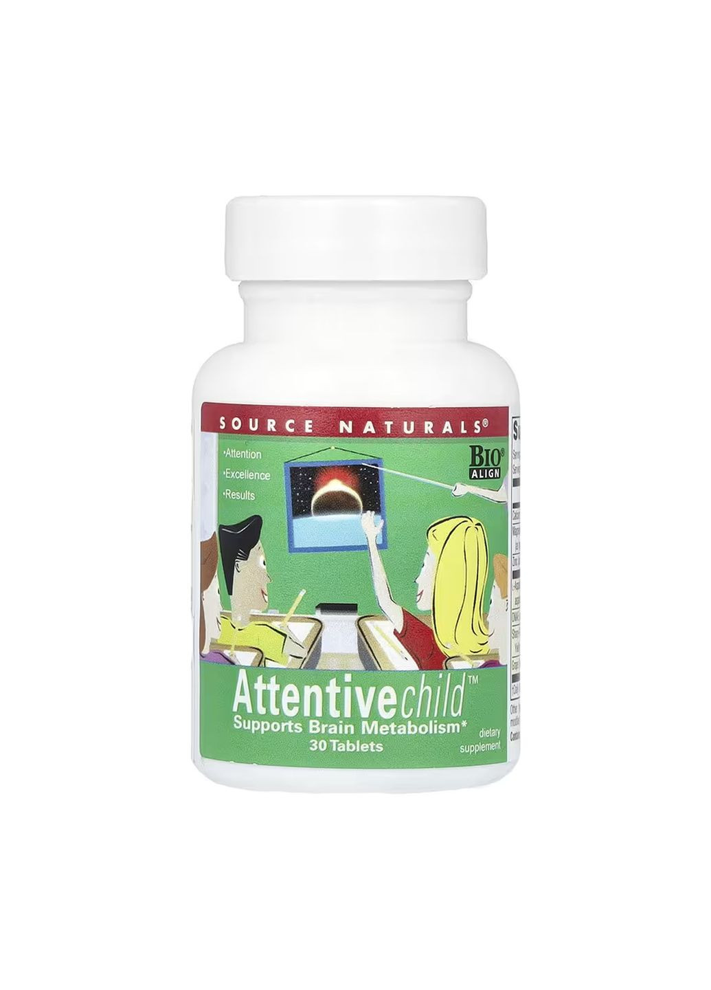 Биодобавка для детей Attentive Child 30 таблеток для поддержания мозга Source Naturals (367956570)