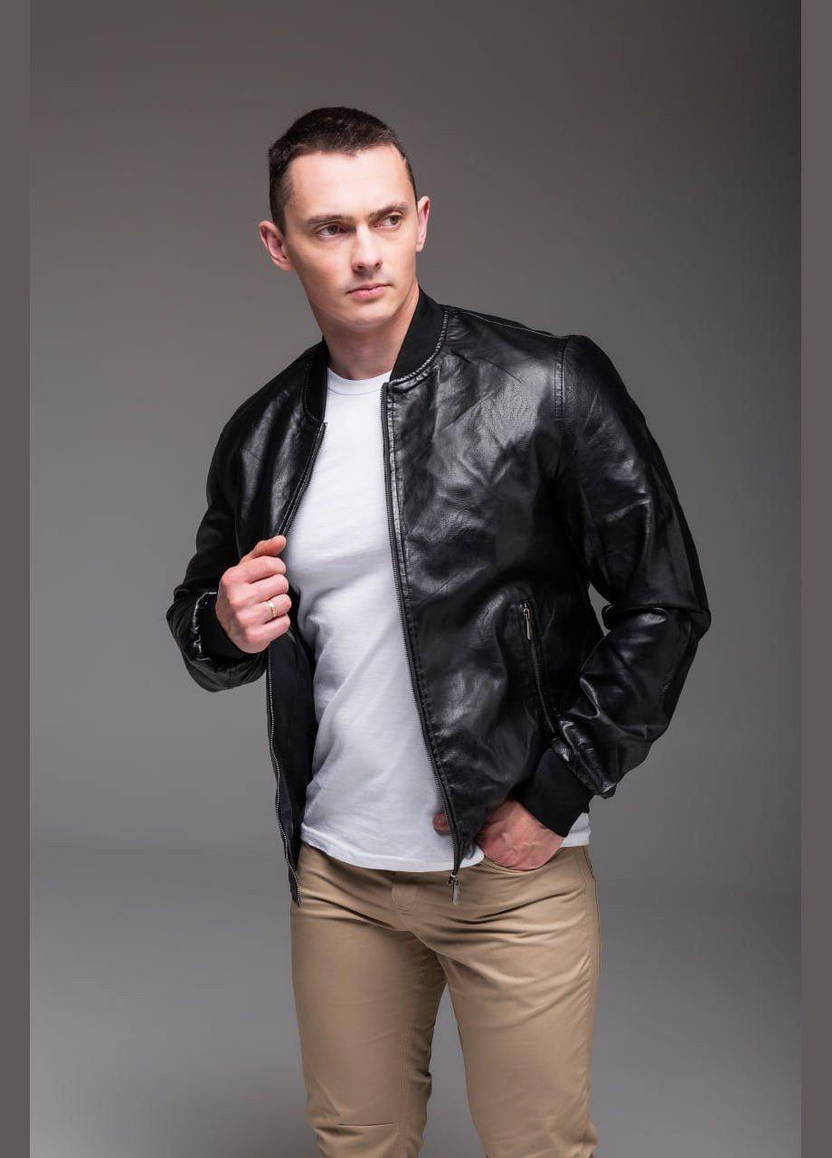 Базовый мужской бомбер из эко-кожи Vakko на молнии (304868067)