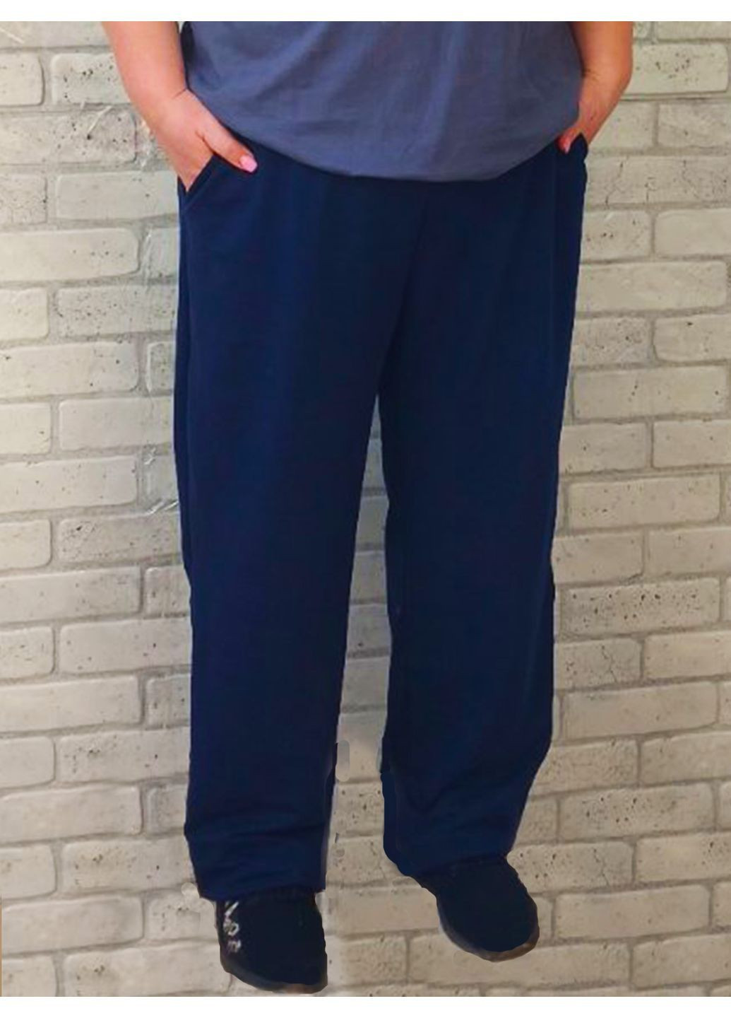 Штаны спортивные большого размера батал для женщин, брюки с карманами ровные снизу пояс на резинке No Brand (368883023)