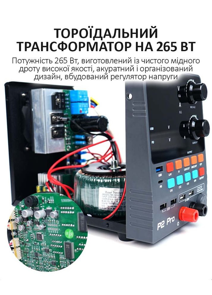 Блок живлення P2 Pro трансформаторний / 4 канали пам'яті / Type-C 65W / 5A / 30V Sunshine (311590305)
