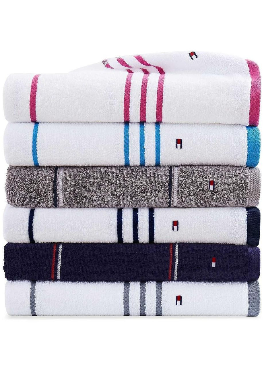 Tommy Hilfiger полотенце банное modern american solid cotton bath towel белый с темно синей полоской белый производство -
