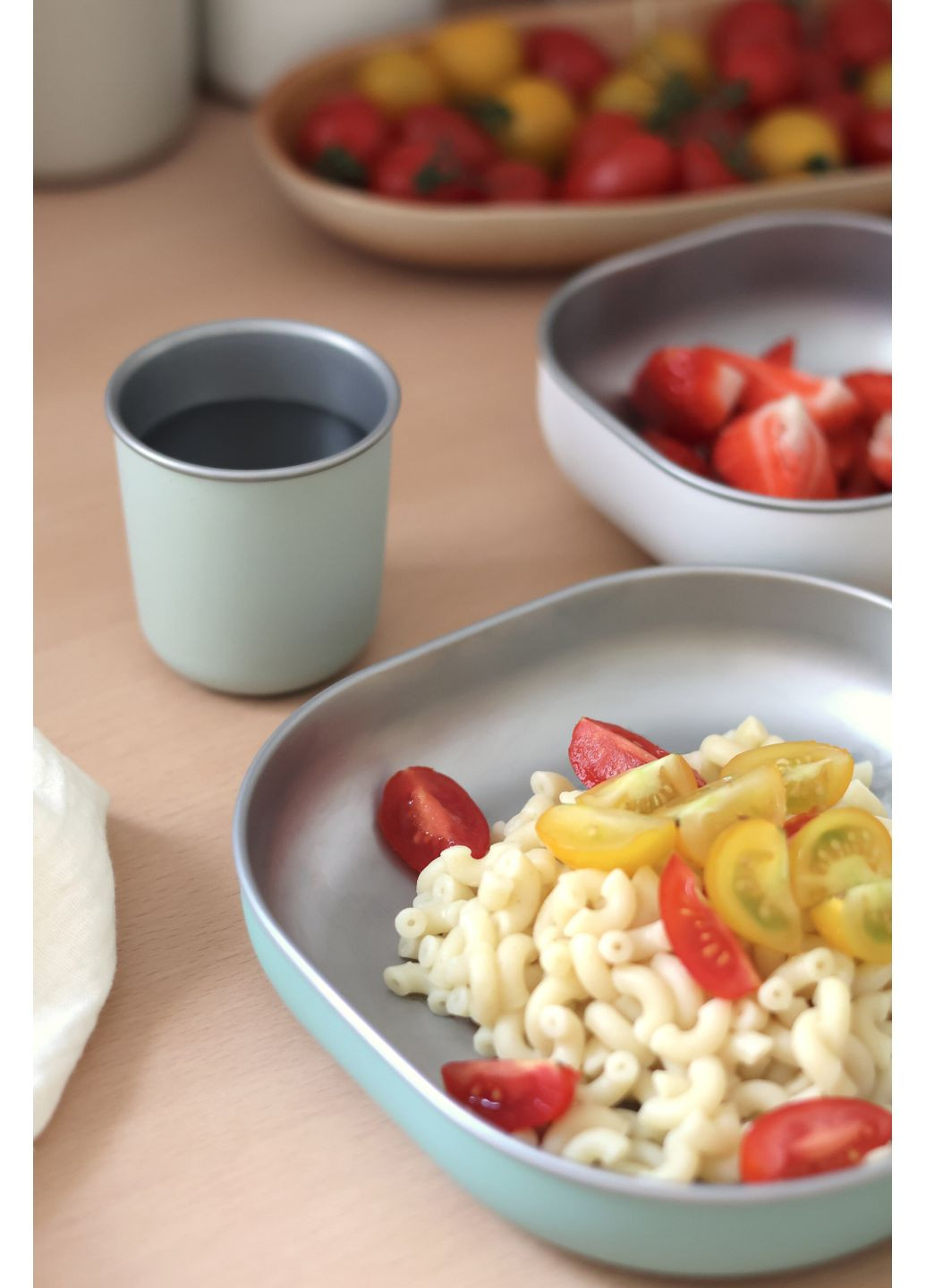 Набор: тарелка, миска, стакан металлический 4+ оливковый, арт. 913583 Beaba (370271559)