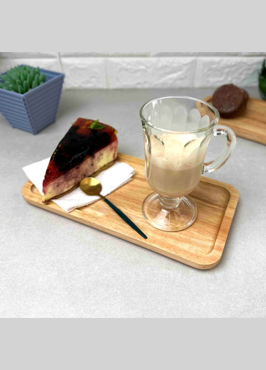 Прямокутна дерев'яна таця для чашки та десертів 28 см Hell (303210091)