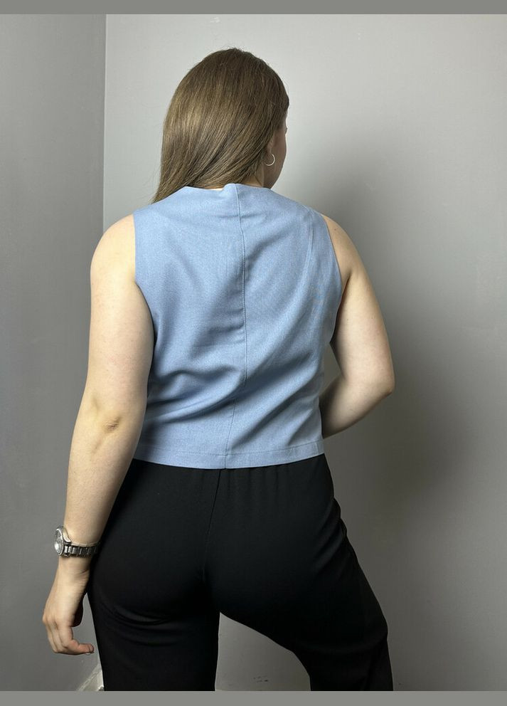 Жилет сіро-голубий з V-подібним вирізом на ґудзики MKAZ6491-2 Modna KAZKA (336932178)