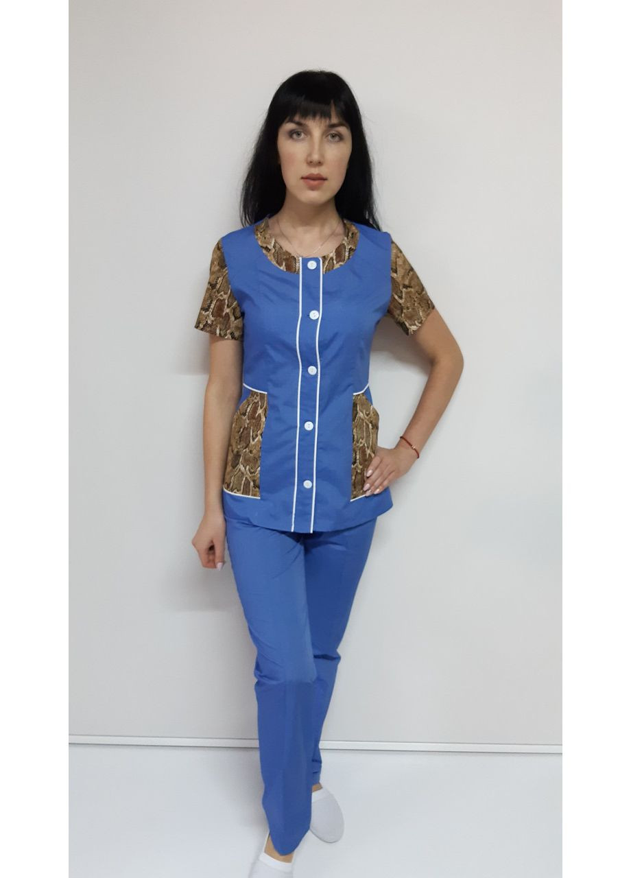 Жіночий медичний костюм Ліза бавовна 44 розмір короткий рукав 44, Персиковий No Brand (365843521)