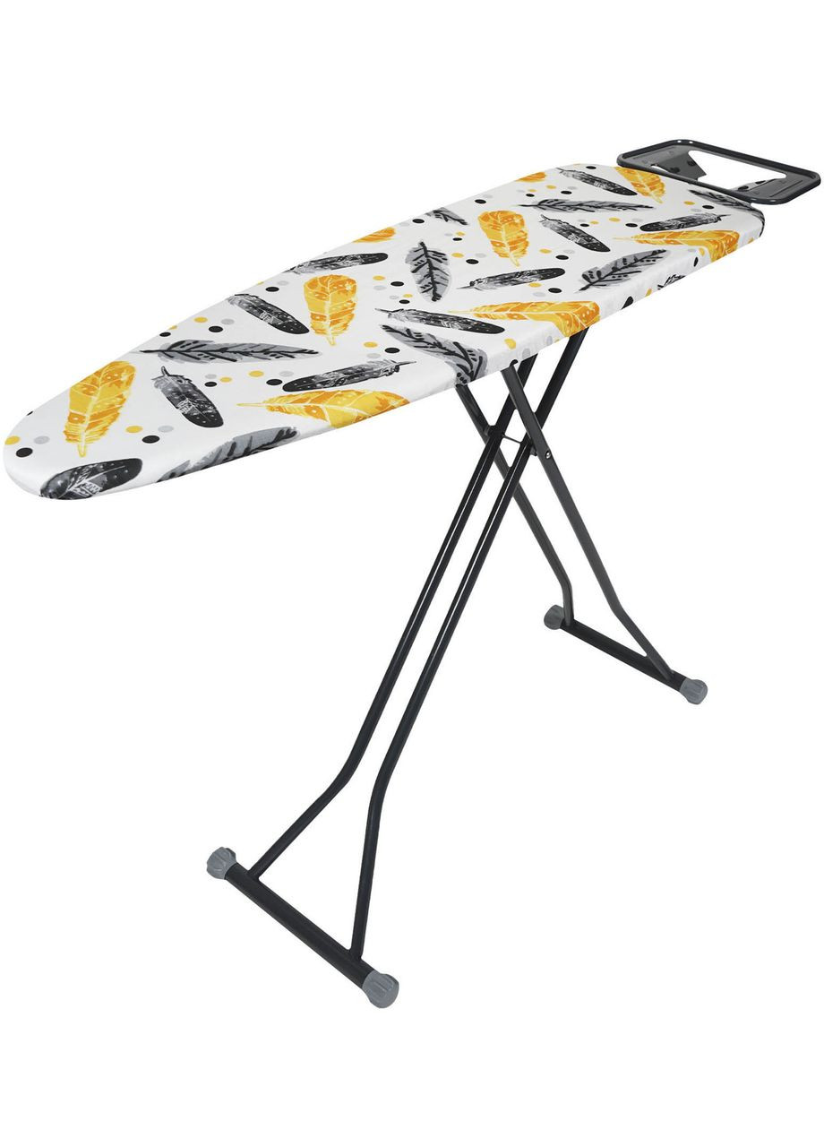 Гладильная доска ALPINE PLUS 110 х 33 см моноблок с розеткой Желто-черные перья (EH11033MPL-2) EUROHOME (322127319)