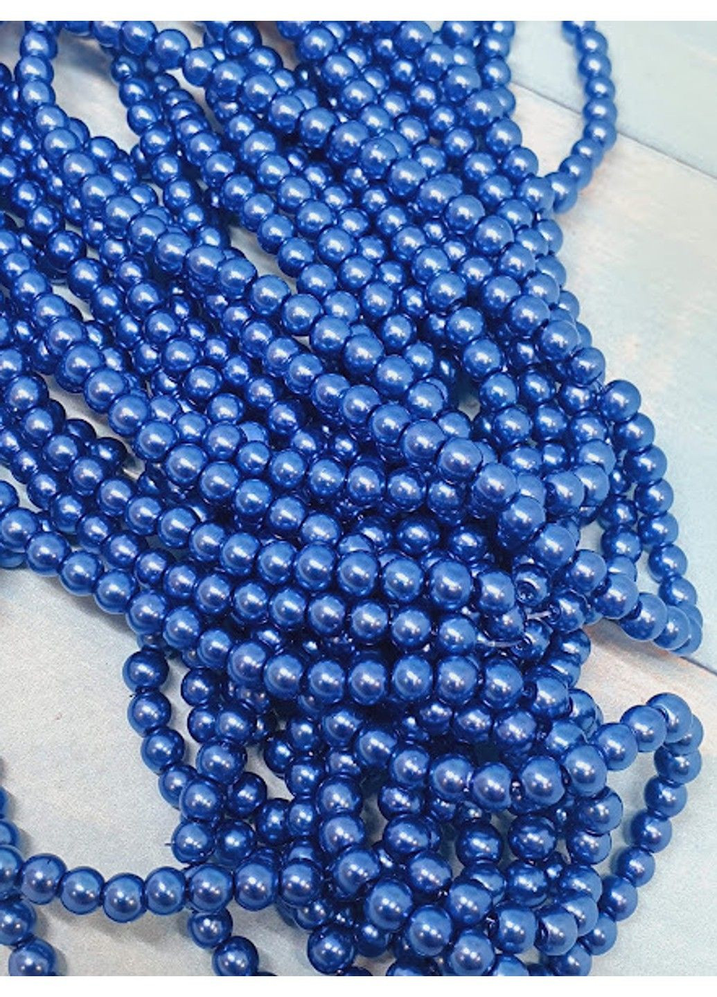 Жемчуг стеклянный 4 мм, цвет - синий, 218 шт No Brand (315504729)