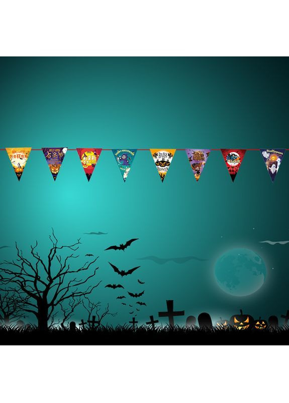 Гирлянда на Хэллоуин бумажная треугольники 3 м разноцветный Jannet Гірлянда (366349203)