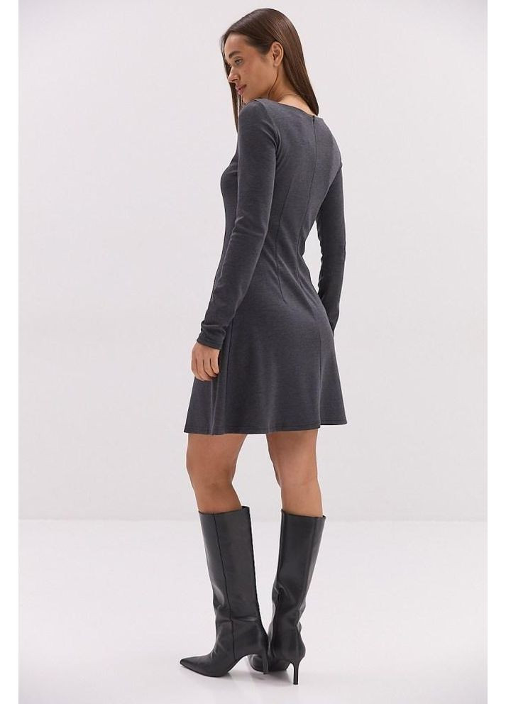 Сіра кежуал сукня трикотажна коротка довгий рукав змійка 46 сіра Arjen