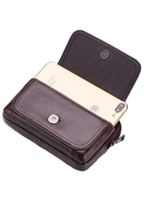 Сумка чохол для телефону на ремінь для документів шкіряна маленька сумочка Коричневий 35950 BULL (337671214)