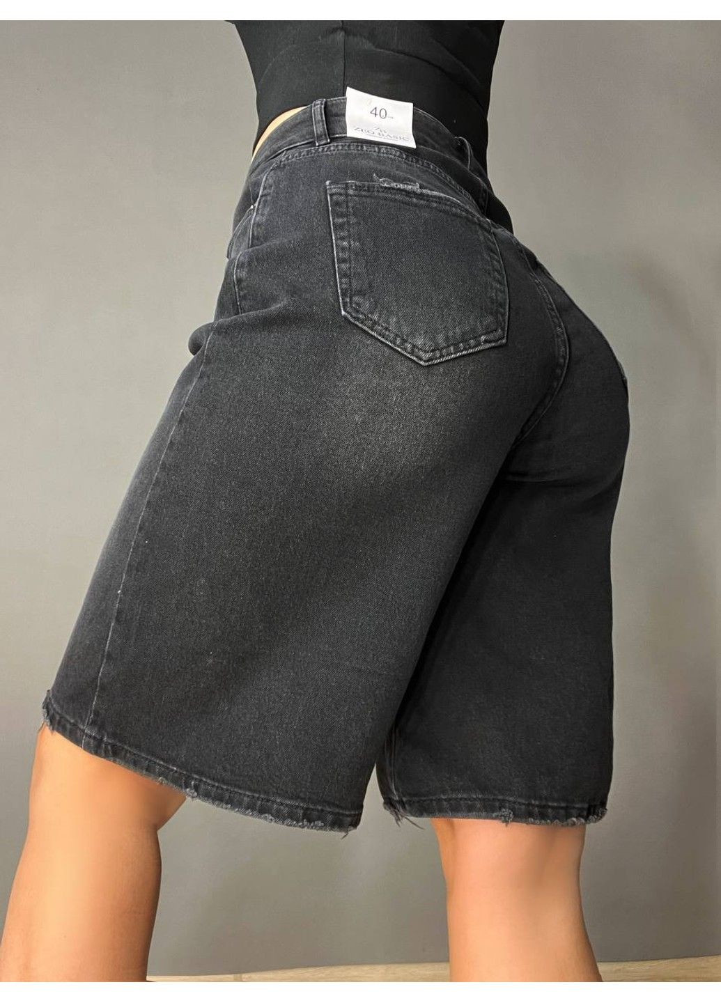 Шорты женские джинсовые 4869 бермуды большие размеры черные Zeo Basic (332110822)