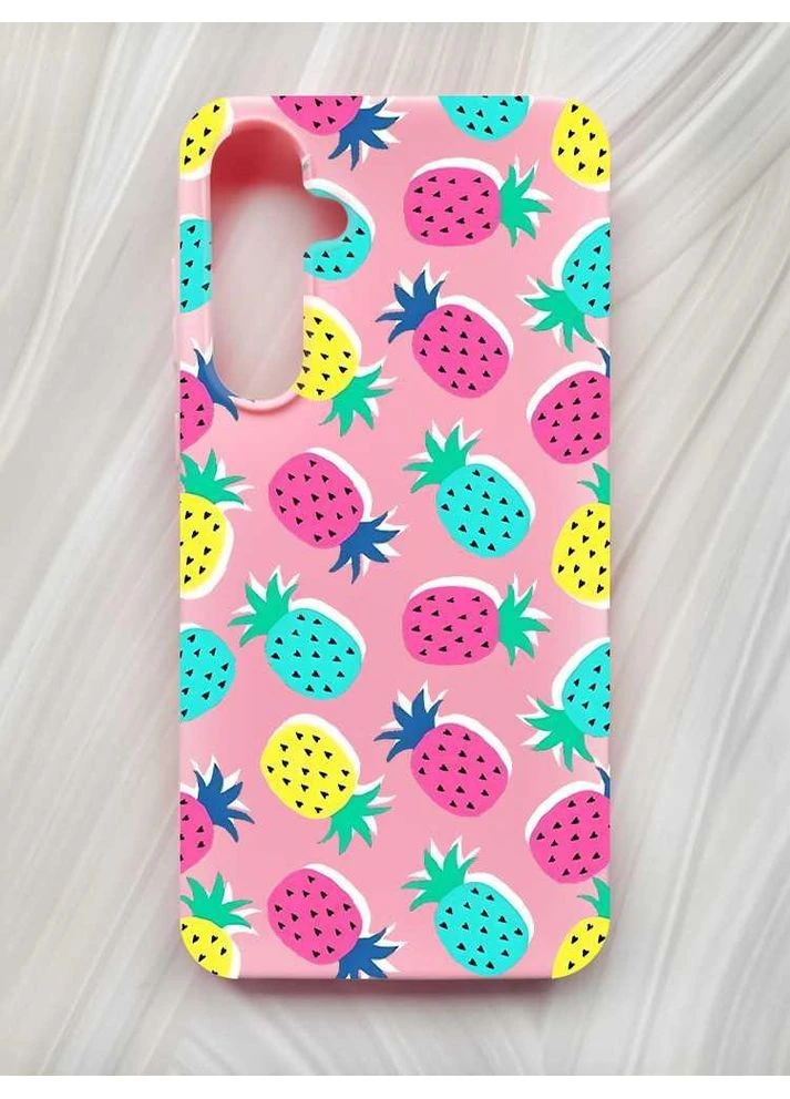Матовий рожевий чохол на Samsung Galaxy A55 (A556) Різнокольорові ананаси (принт 346) Creative (355402165)