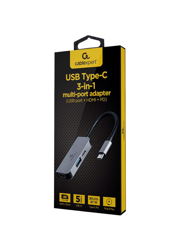 Док-станція USB-C 3-в-1 USB/HDMI/PD (A-CM-COMBO3-02) Cablexpert (322125453)
