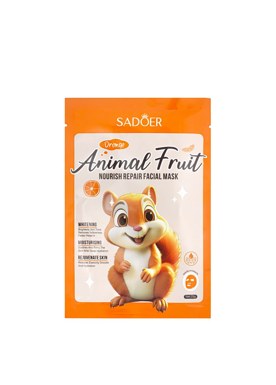 Маска для обличчя живильна Squirrel Animal Fruit Orange тканинна 25 г SADOER (367988290)