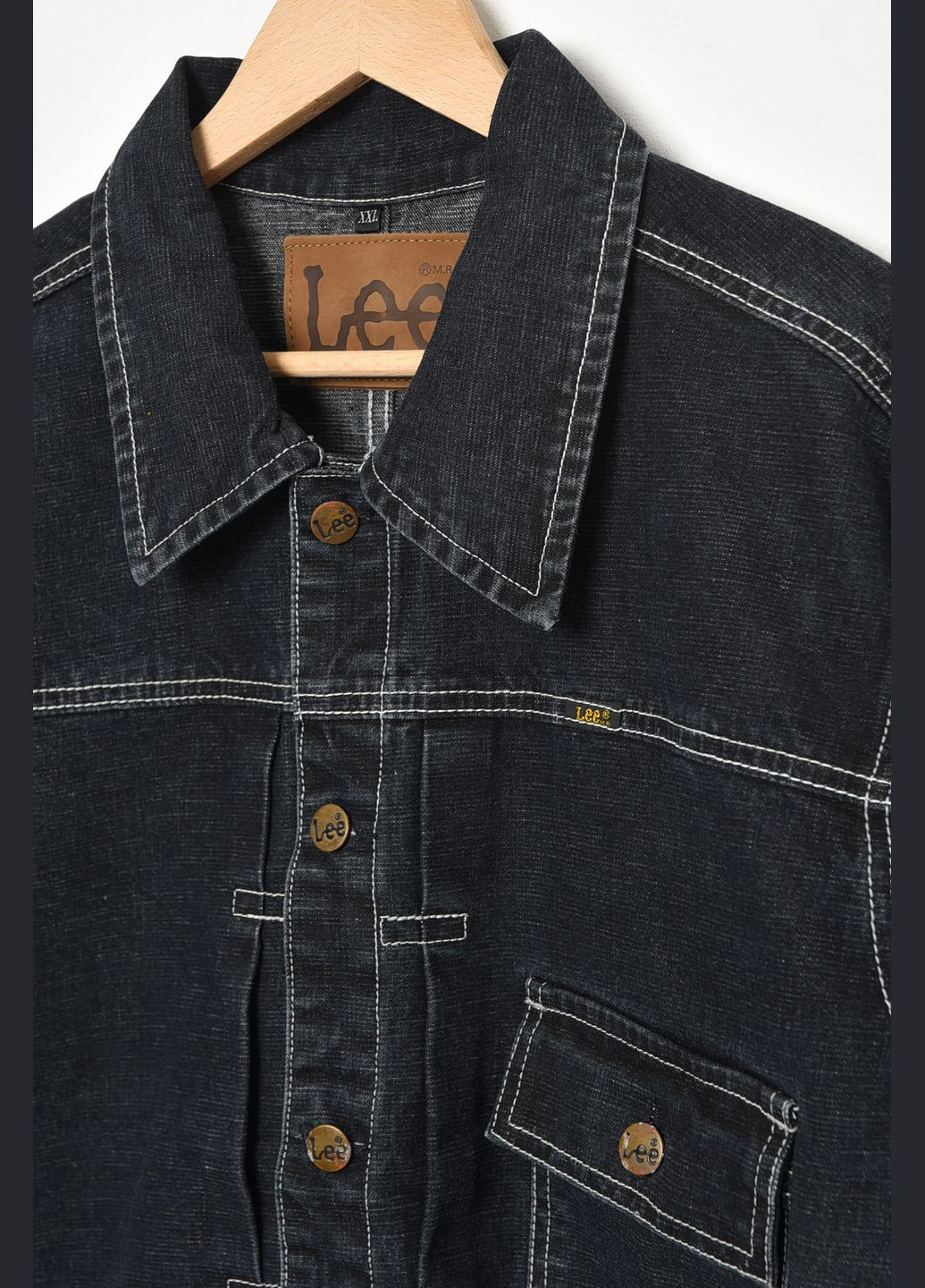 Піджак чоловічий батальний джинсовий чорного кольору Let's Shop (292548755)