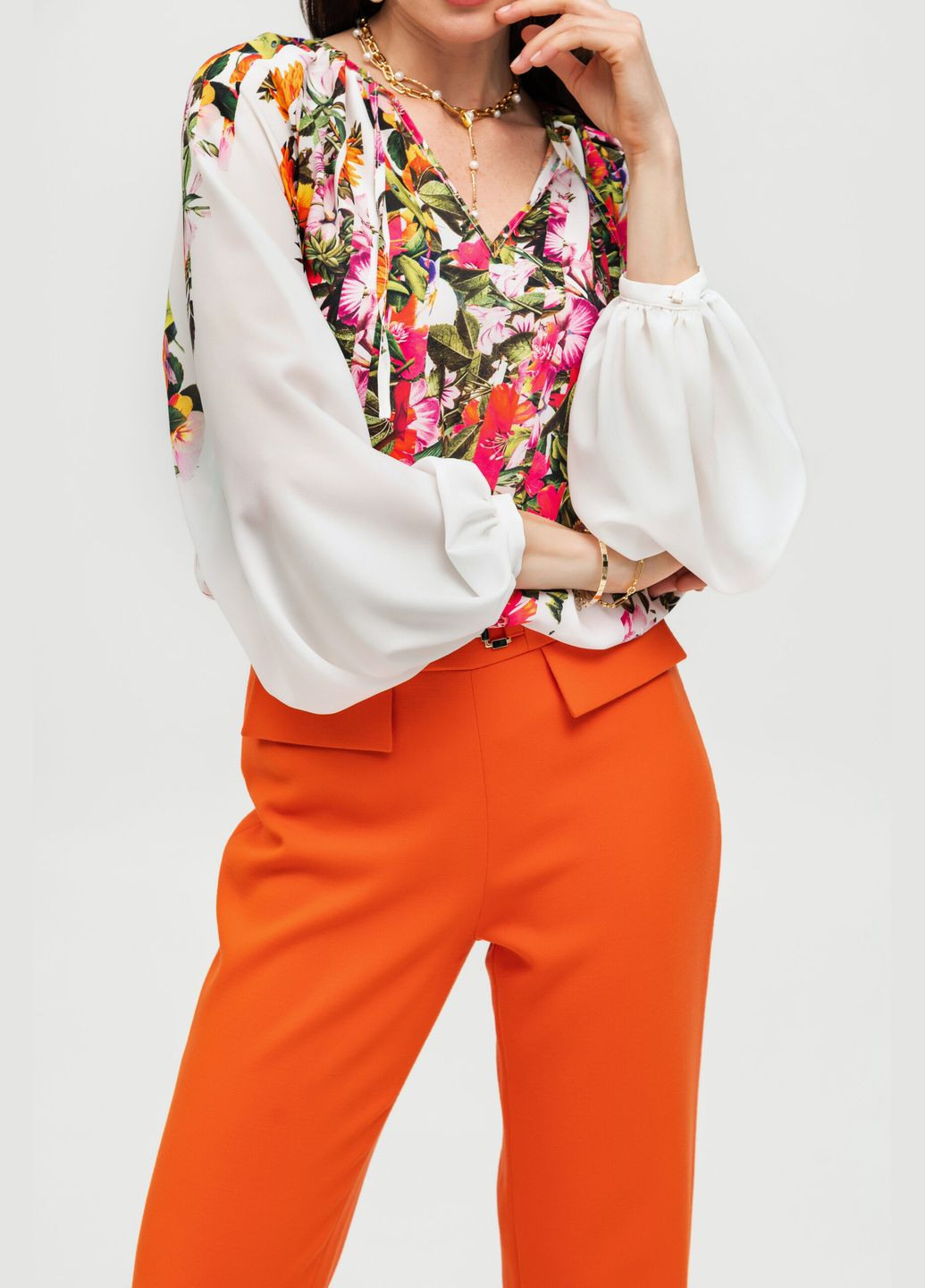 Комбинированная роскошная блуза в цветочный принт - ua50 / eu44 Iren Klairie
