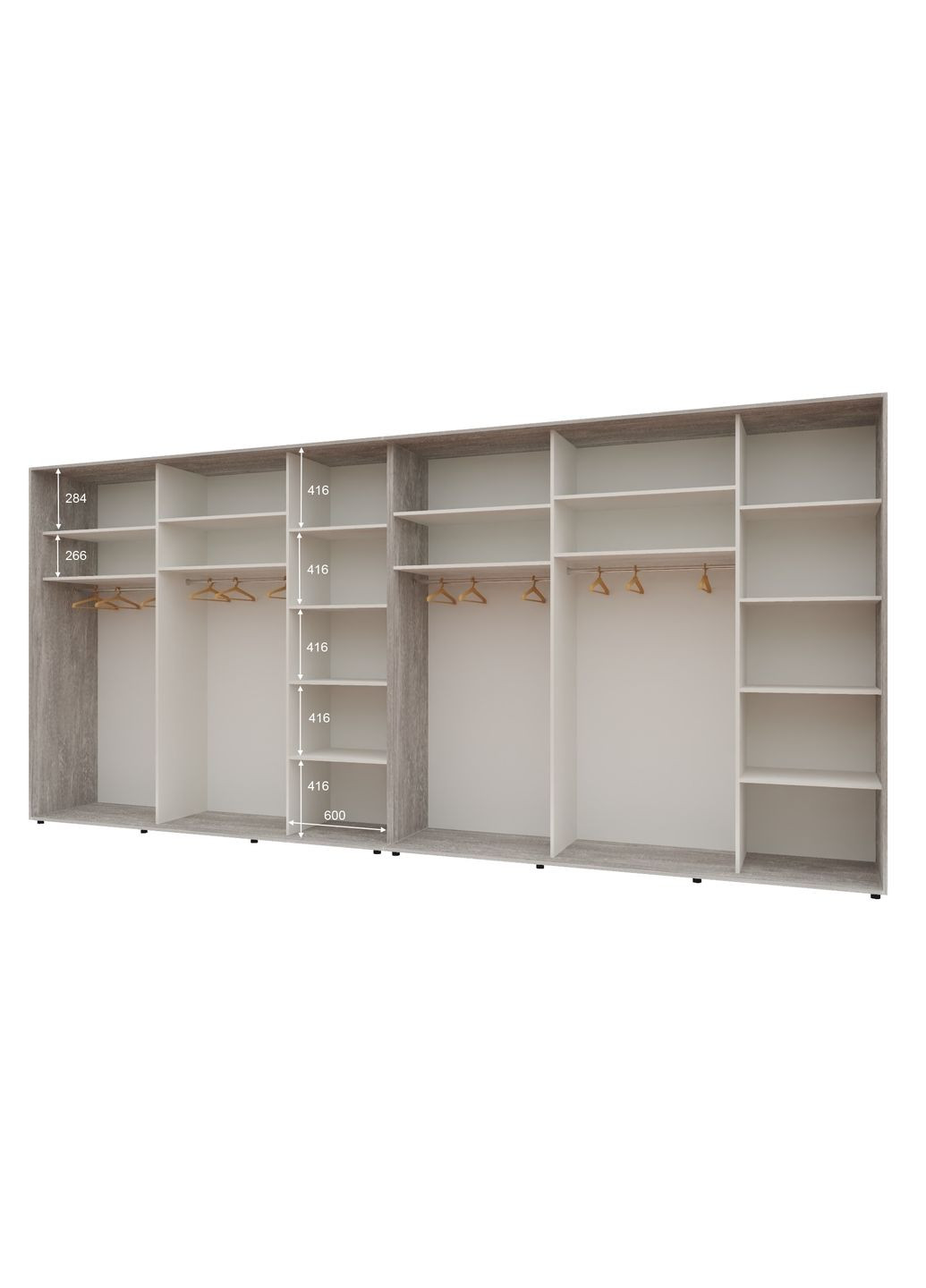 Шафа-купе шестидверна 540*60*220 см Бетон 6 дверей Дзеркало Стандарт Комфорт Меблі (360438550)