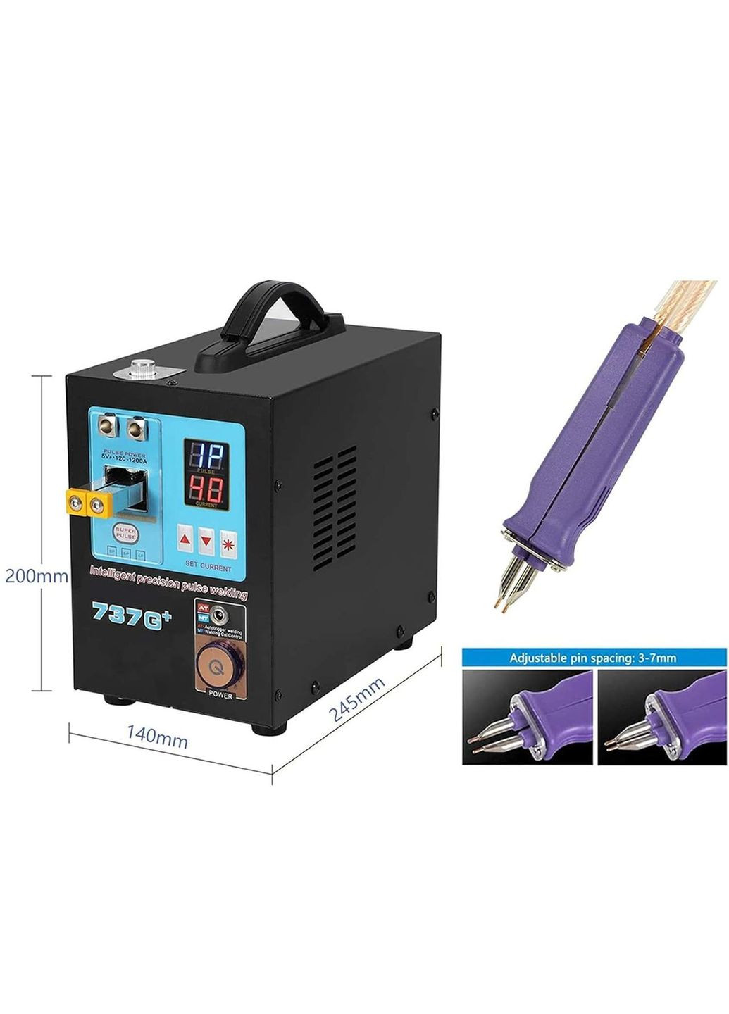 Точкова контактна зварка 200А з виносною ручкою для акумуляторних зборок SUNKKO 737G+ ( код: 737G+ ) Sunko (335403787)