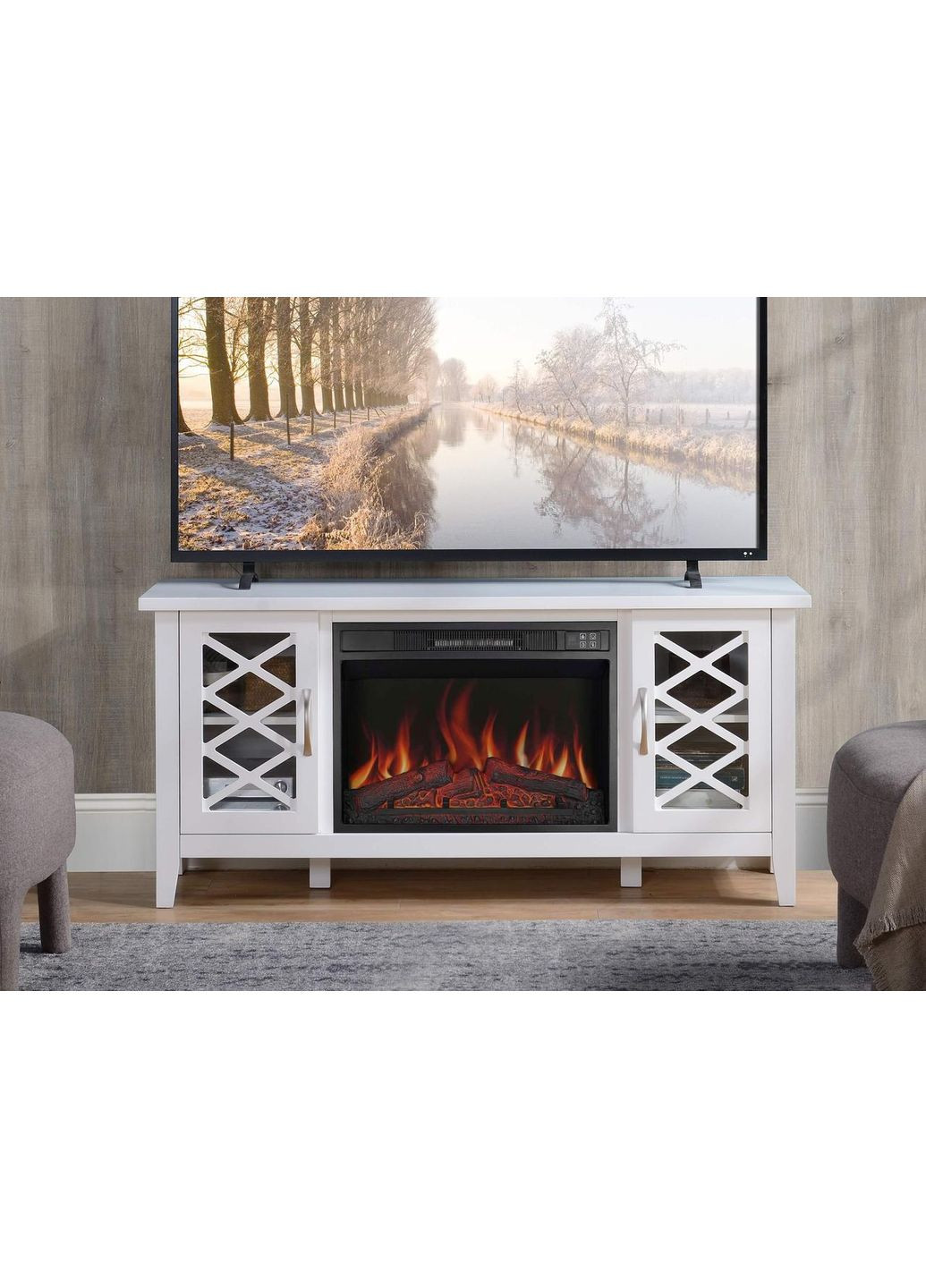 Каминокомплект Odessa AF23S белый с обогревом и звуком горения огня. ArtiFlame (362456319)