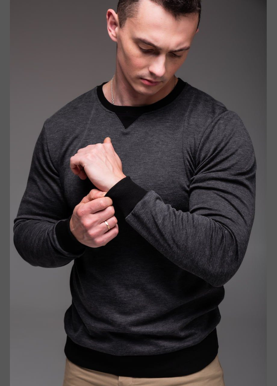 Сірий легкий трикотажний світшот Vakko однотонний без декору (302820647)