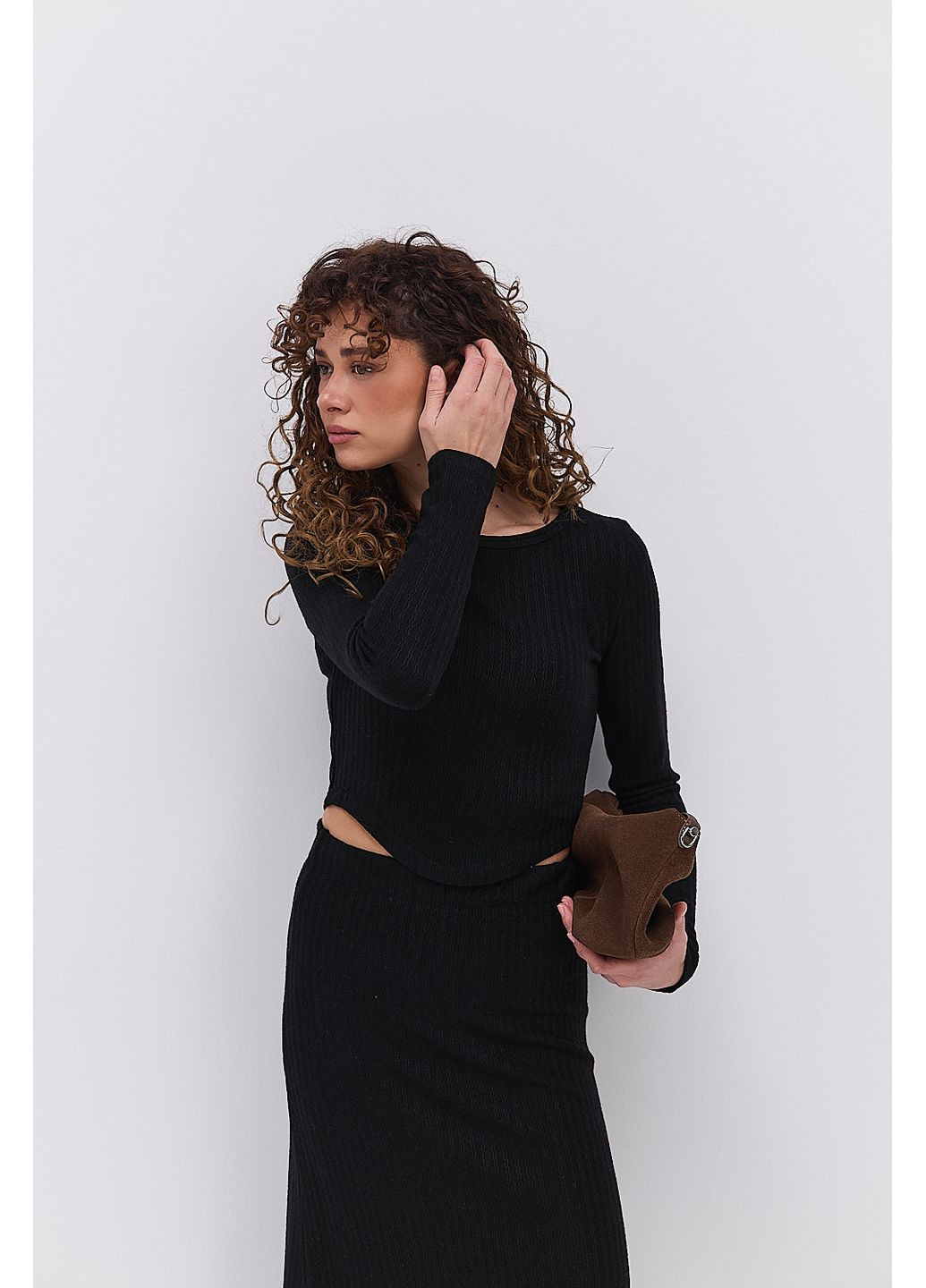 Трикотажний костюм з довгою спідницею та укороченою кофтою розмір Arjen (373682148)