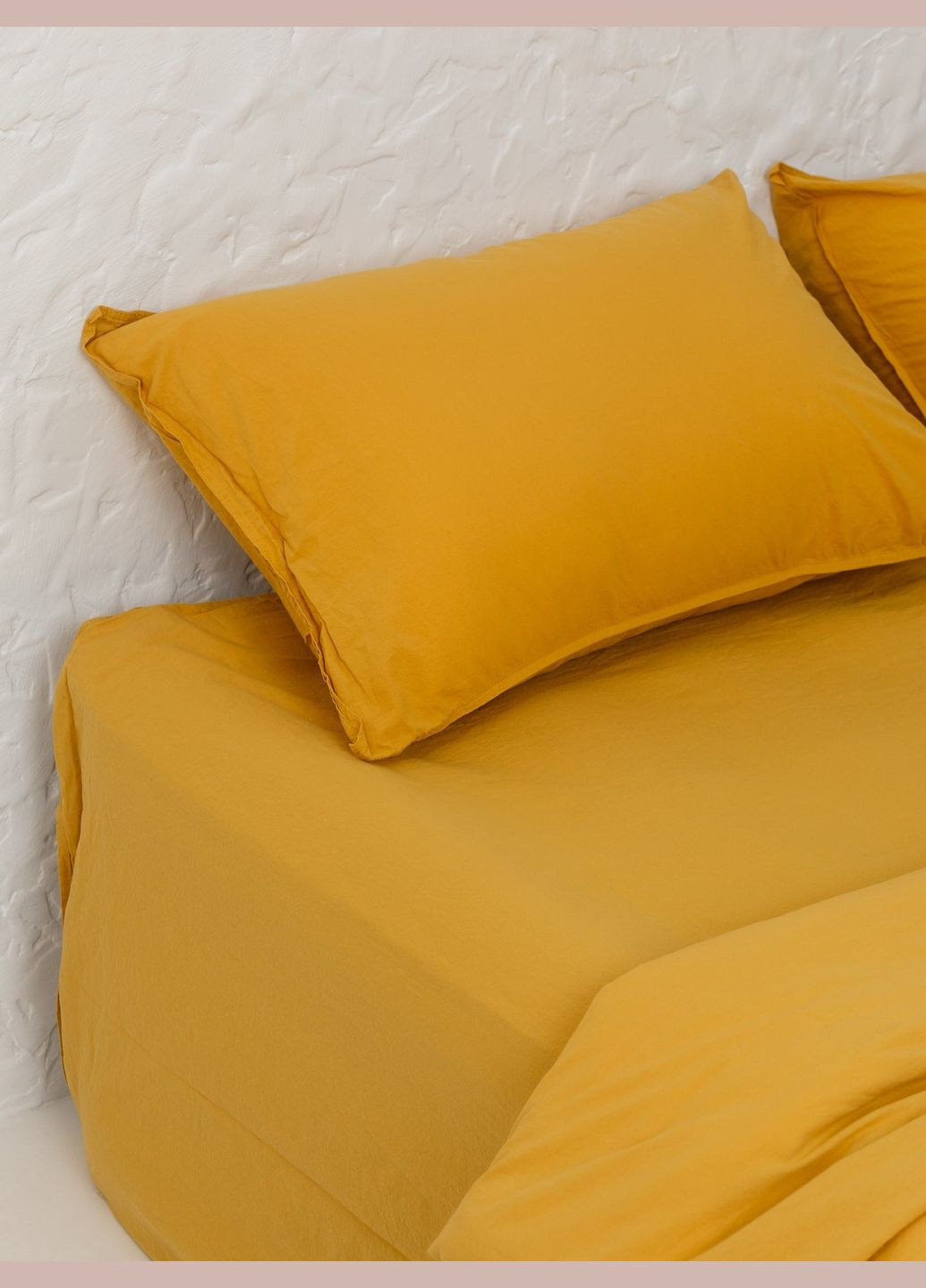 Комплект белья из вареного хлопка Curry полуторный, Простыня без резинки Leglo (300370949)