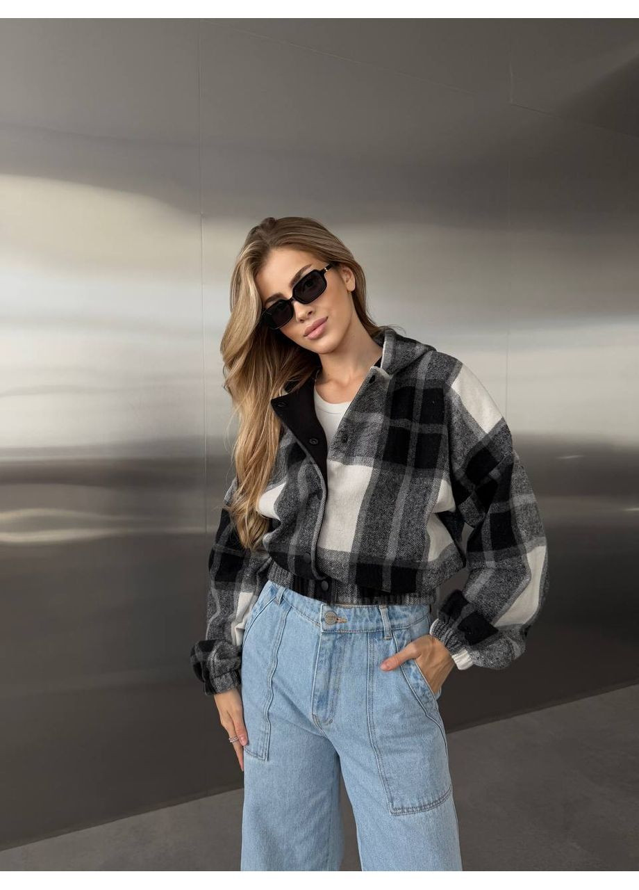 Жіночий кашеміровий бомбер у клітинку (363839511)