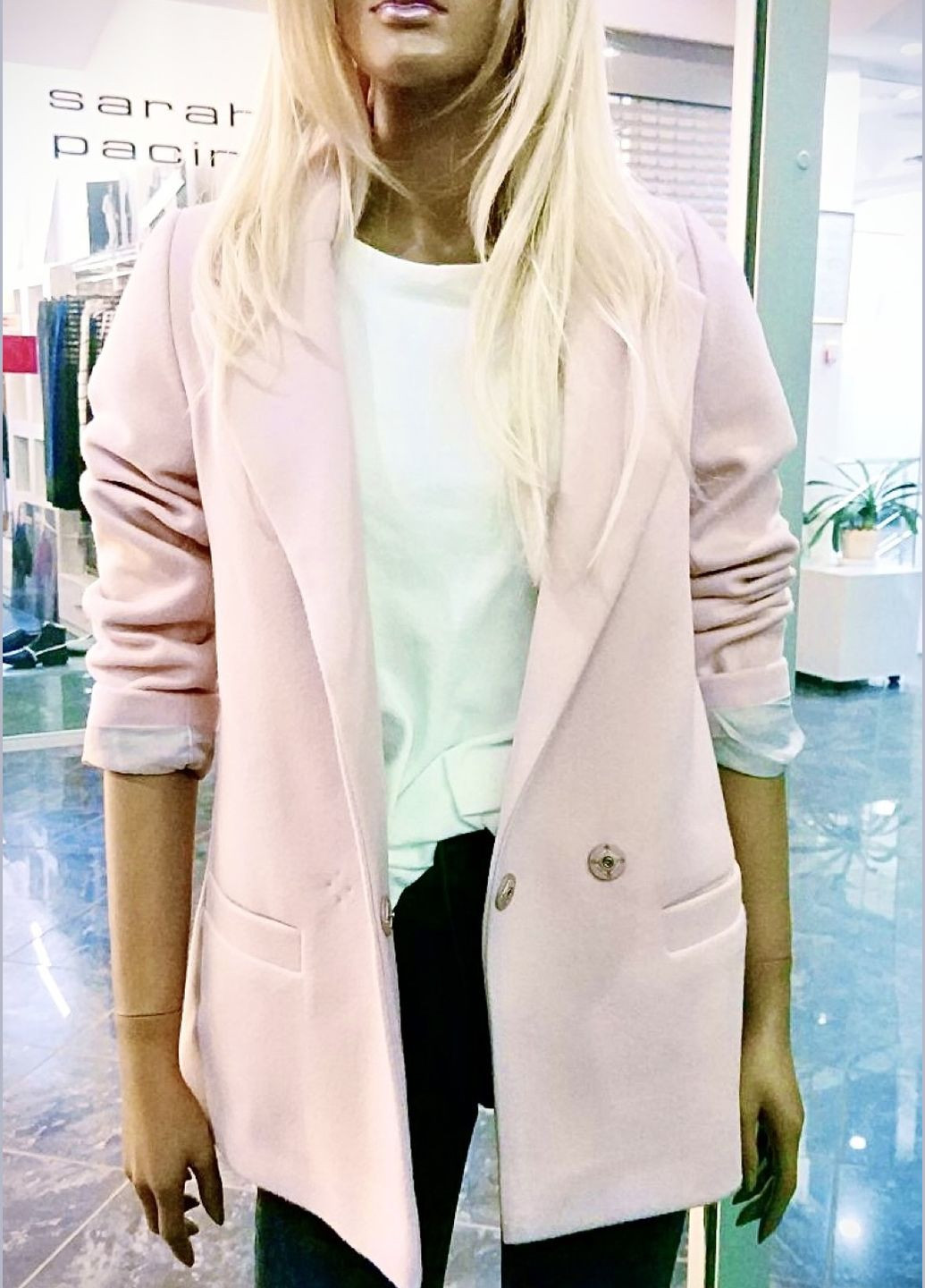 Розовое демисезонное Стильное пальто женское ORIGINAL