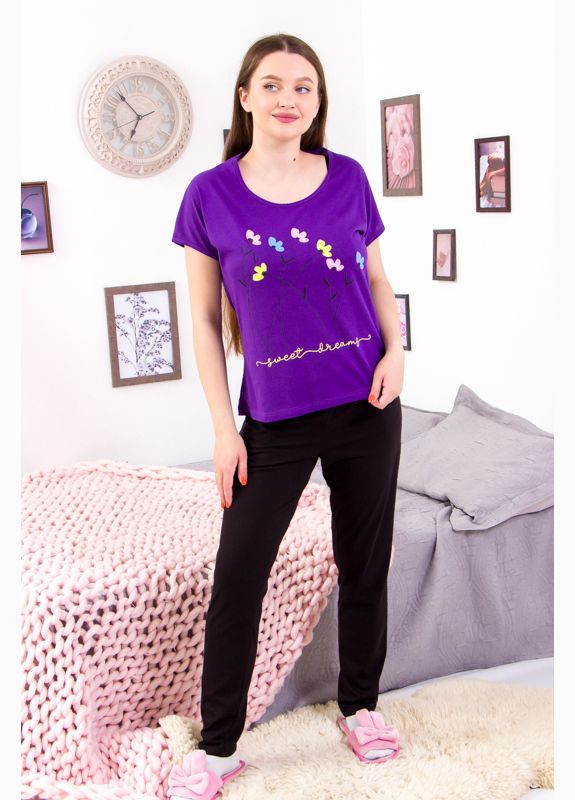 Фиолетовая всесезон пижама женская (футболка+штаны) (p-11090) Носи своє