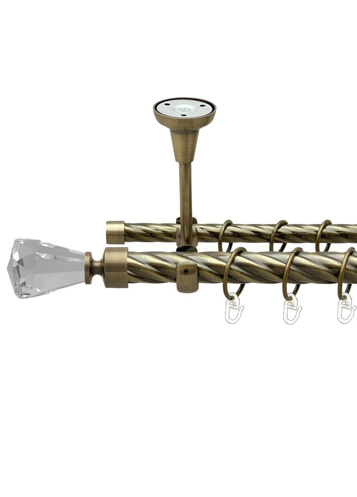 Карниз Лучетта металлический двухрядный открытый к потолку скрученная труба Антик 25\16 мм 300 см (00-00018989) ORVIT (300689710)