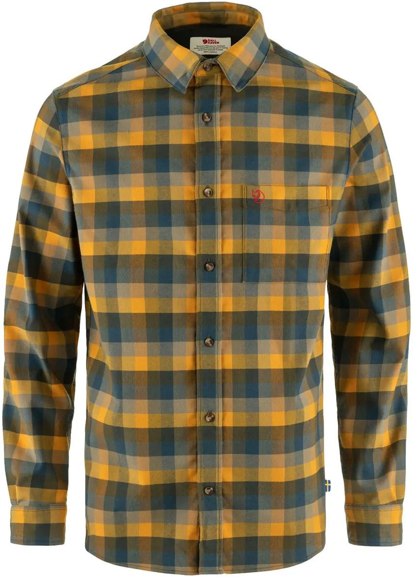 Комбінована сорочка lappland stretch flannel shirt laurel green/mountain blu Fjallraven
