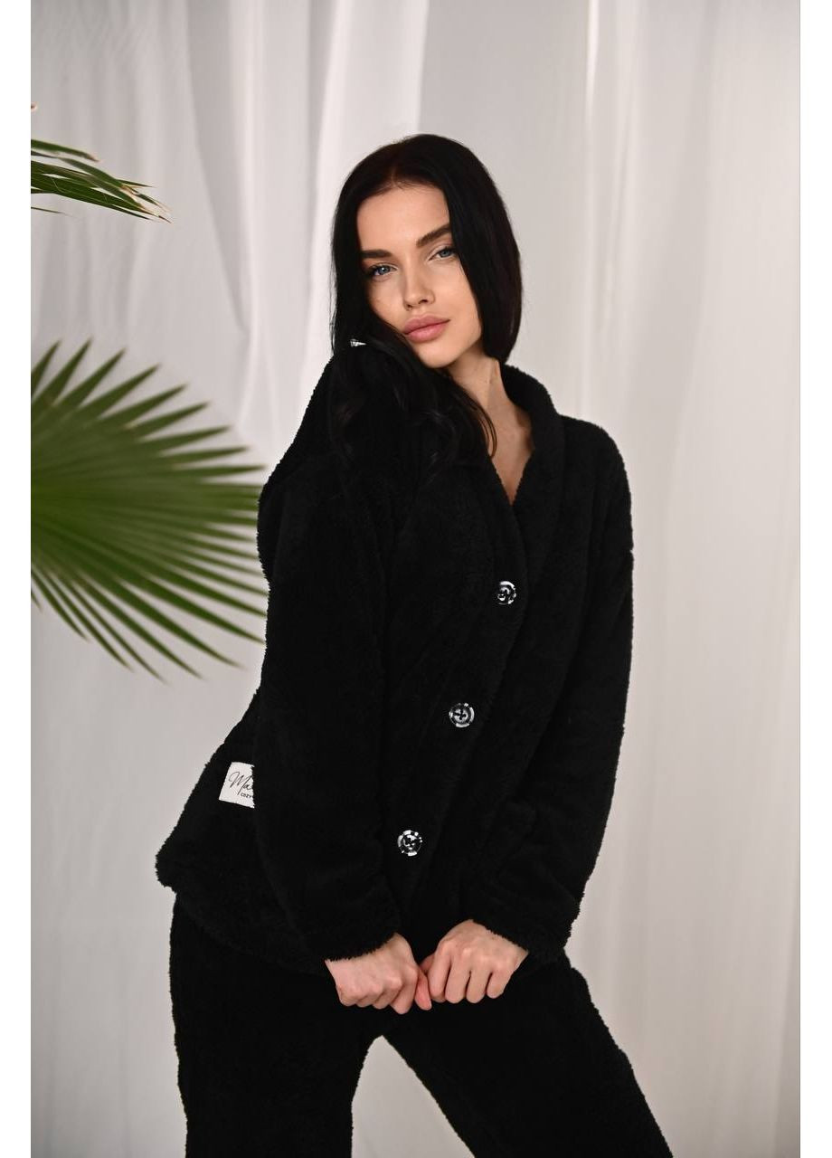 Черная зимняя женская плюшевая пижама: рубашка + брюки рубашка + брюки MonCher