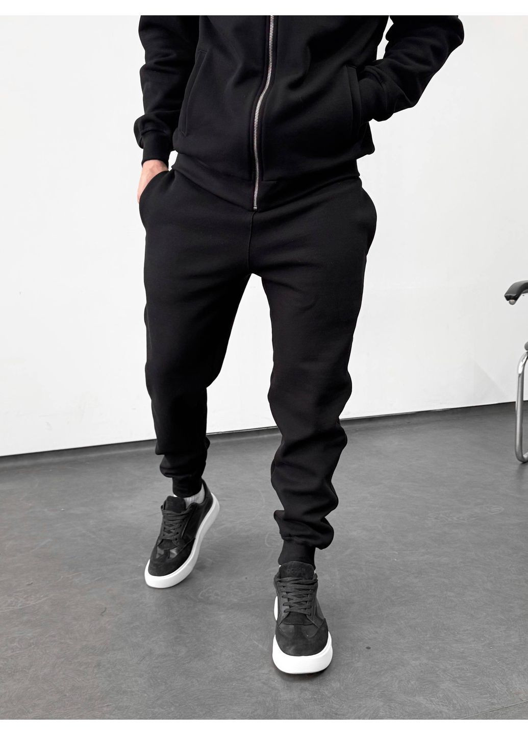 Зимовий чоловічий костюм Brave з начосом чорний No Brand (370840553)