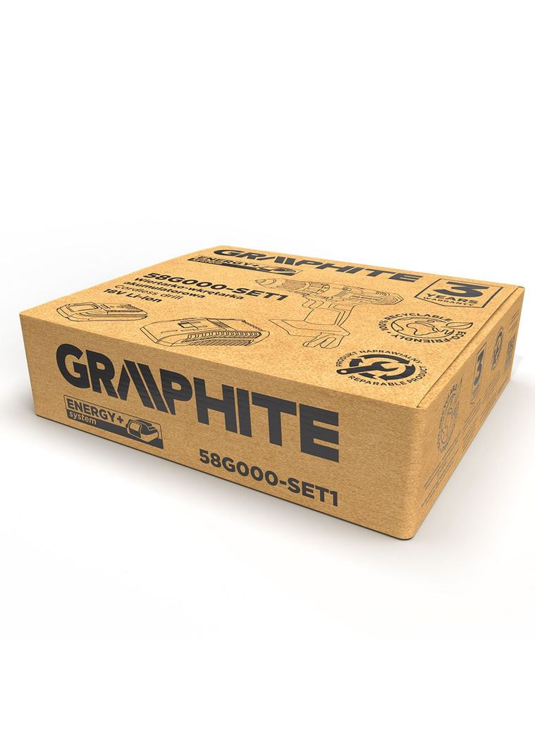 Шуруповерт-дрель аккумуляторная Energy+ 18В 1х2А·год 44Нм 0-350·0-1250об·мин ЗП 1.2кг Graphite (330031403)