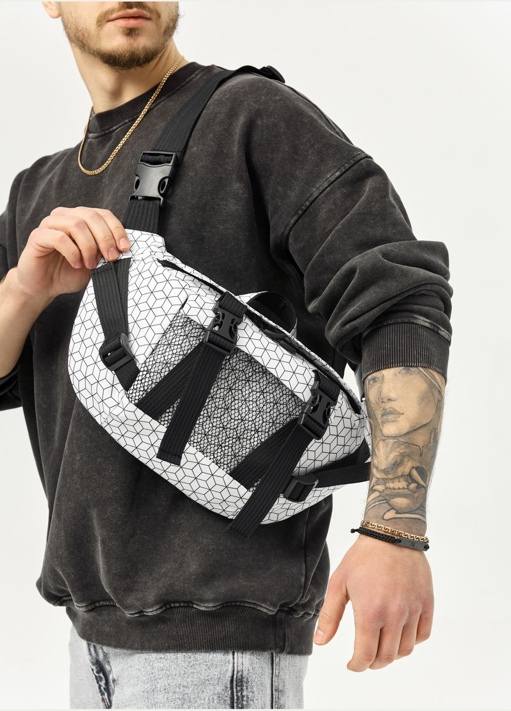 Велика поясна сумка бананка DynamicDart принт "Square" Sambag (329294973)