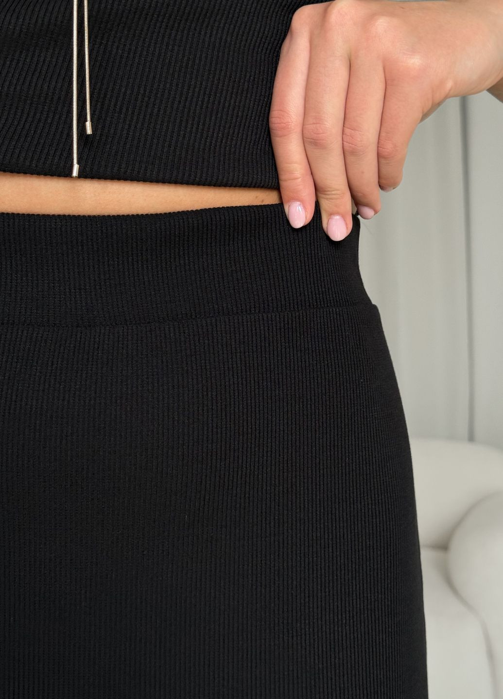 Спідниця в рубчик з боковим розрізом пояс на резинке Merlini Арта (323450705)