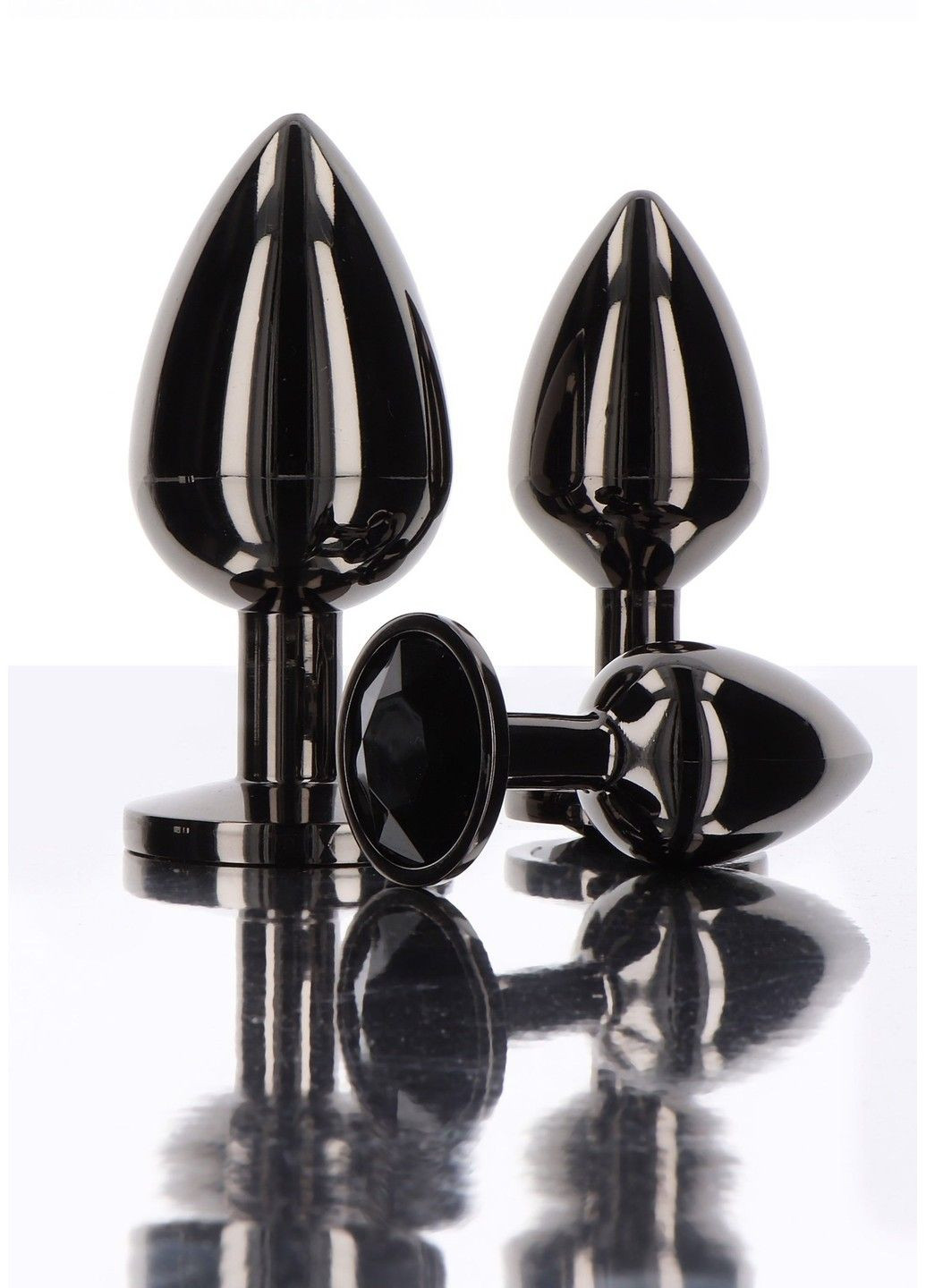 Анальная пробка L черная металлическая с черным камнем Butt Plug With Diamond Jewel Taboom (289783971)