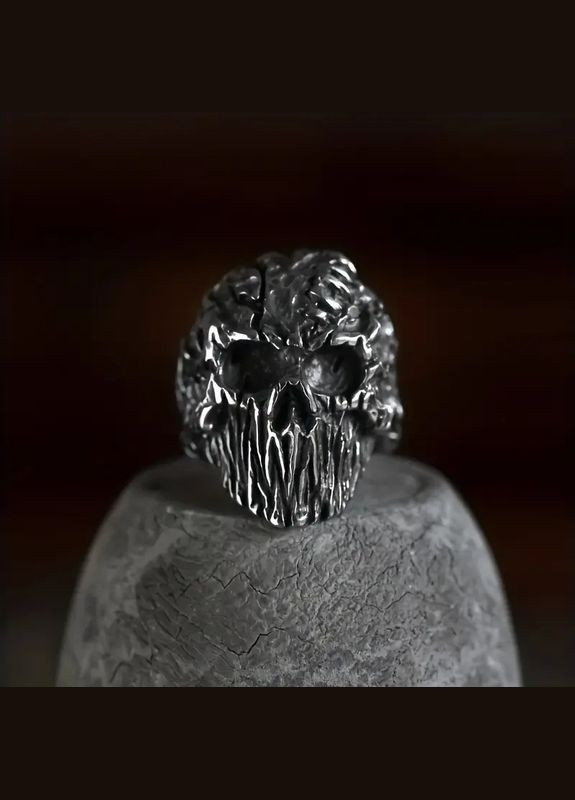 Чоловіча каблучка, готична, панк-рок, череп, байкерський стиль, срібляста, 22 розмір Fashion Jewelry (360884128)