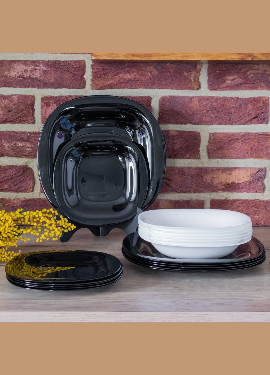 Сервиз столовый Carine Black/White из 18 предметов (N1479) Luminarc (334714054)