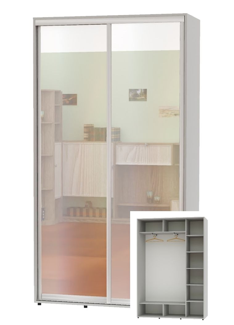 Шафа-купе дводверна 160*45*240 Сірий 2 двері Дзеркало Алекса (360430838)