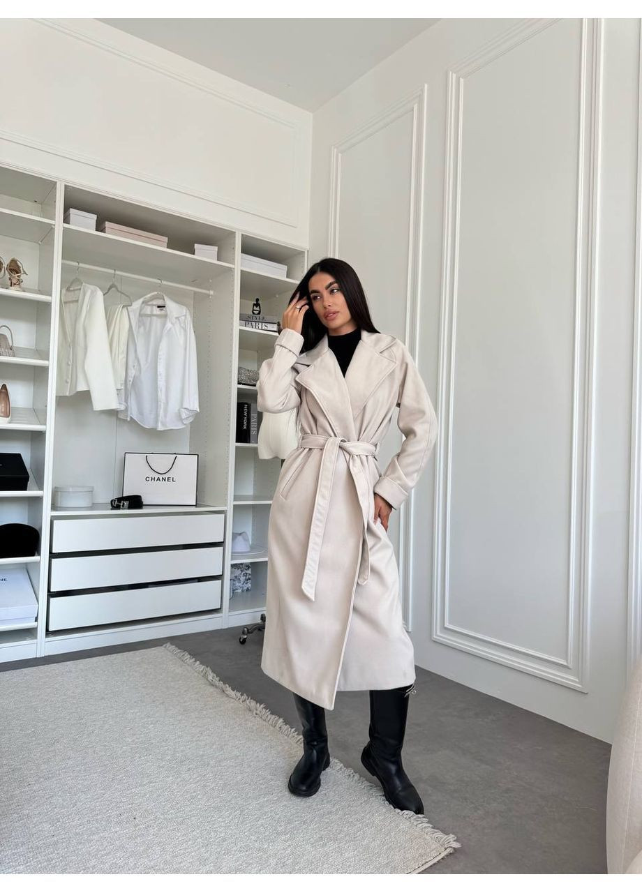 Бежеве демісезонне Жіноче кашемірове пальто на підкладці однобортне Avanti