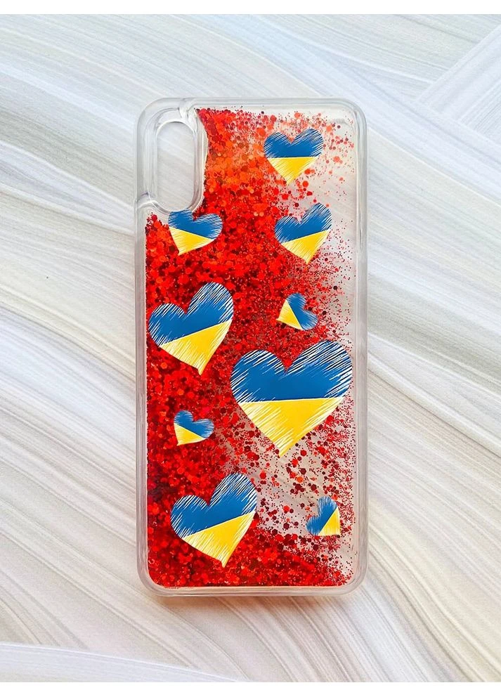 Чехол с плавающими блестками на Xiaomi Redmi 9A Сердечка. Украина (принт 258) CASE CONTROL (360682594)