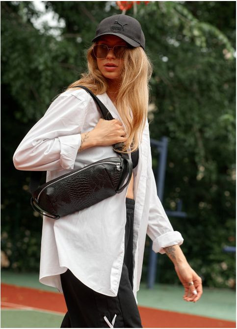 Женская сумка через плечо повседневная бананка экокожаная водостойкая с принтом крокодила Sambag (361669168)