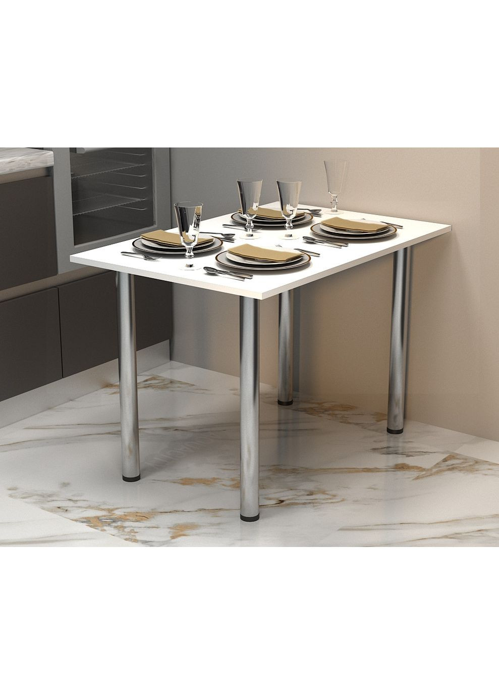 Стіл кухонний розбірний "Фуршет" Білий (1025x680x730) Білий Gamma Style (353497969)