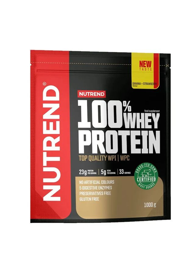 Сывороточный протеин 100% Whey Protein банан и клубника 1000 г Nutrend (370872635)